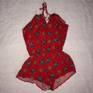 Red floral romper!